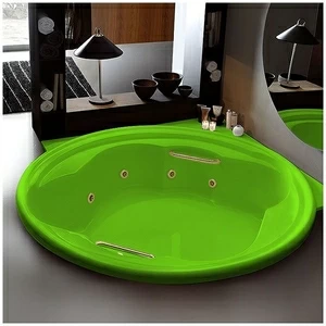 Ванна Gruppo treesse Ninfa V6597-SZ салатовая с гидромассажем круглая большая с золотой фурнитурой