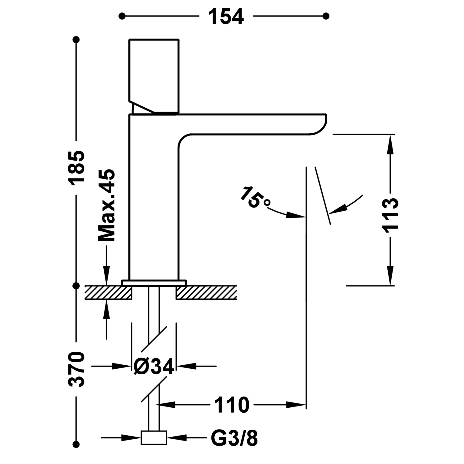 Смеситель для умывальника LOFT с одной ручкой -20010302AC TRES  - Вид №1