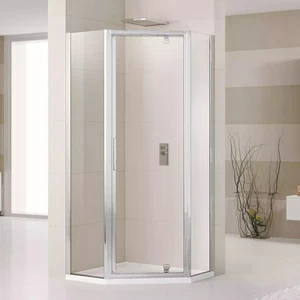 Душевой уголок 140x90 LUNES PENTAGONO G Novellini LUNES с серебристым профилем