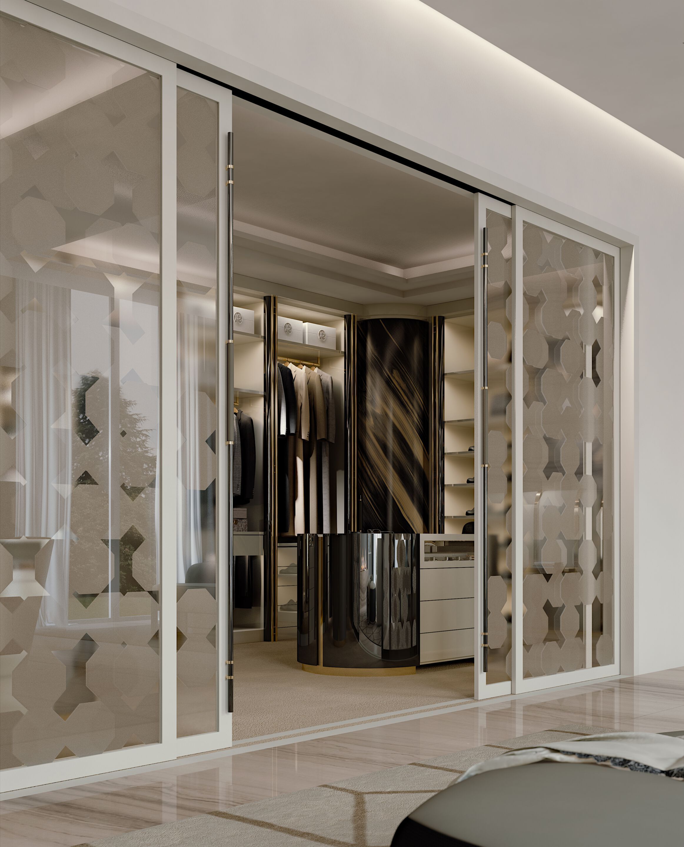 Модульная деревянная и стеклянная гардеробная со встроенным освещением Bizzotto Italia Atmosphera ARCH-00081720 - Вид №2