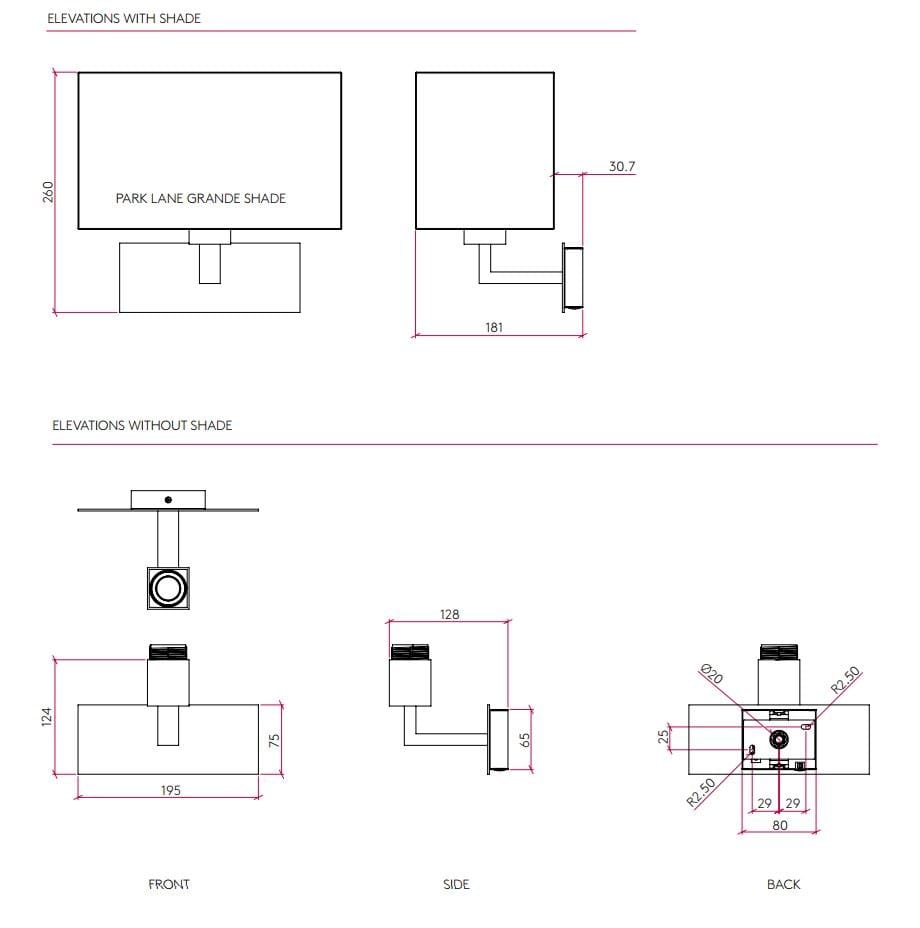 Настенный светильник из стали и ткани Astro Lighting Park Lane ARCH-00110324 - Вид №4
