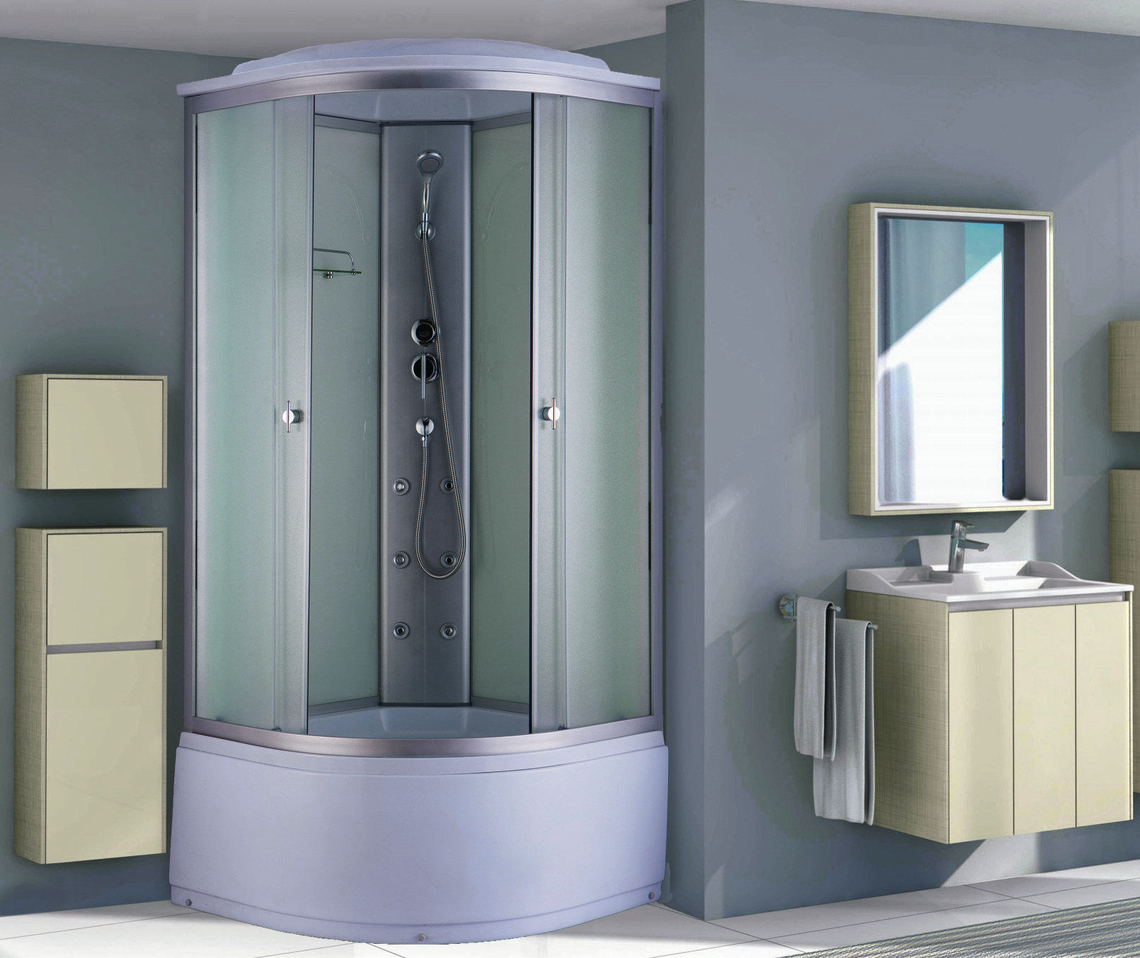 Душевая кабина NG- 2308-14G(900х900х2150) высокий поддон(45см) стекло МАТОВОЕ 4 места Niagara Classic 23081424G
