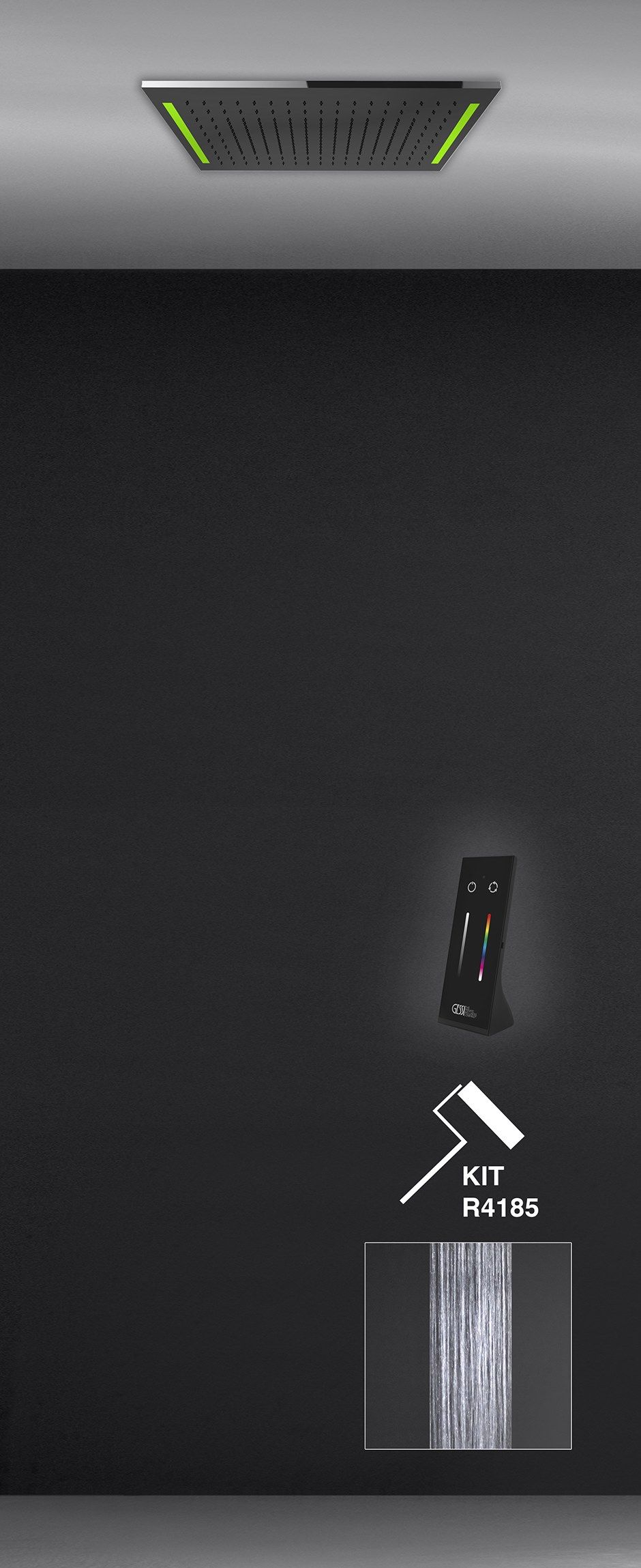 Прямоугольная встраиваемая душевая головка с подсветкой Gessi Colour ARCH-00106466 - Вид №2