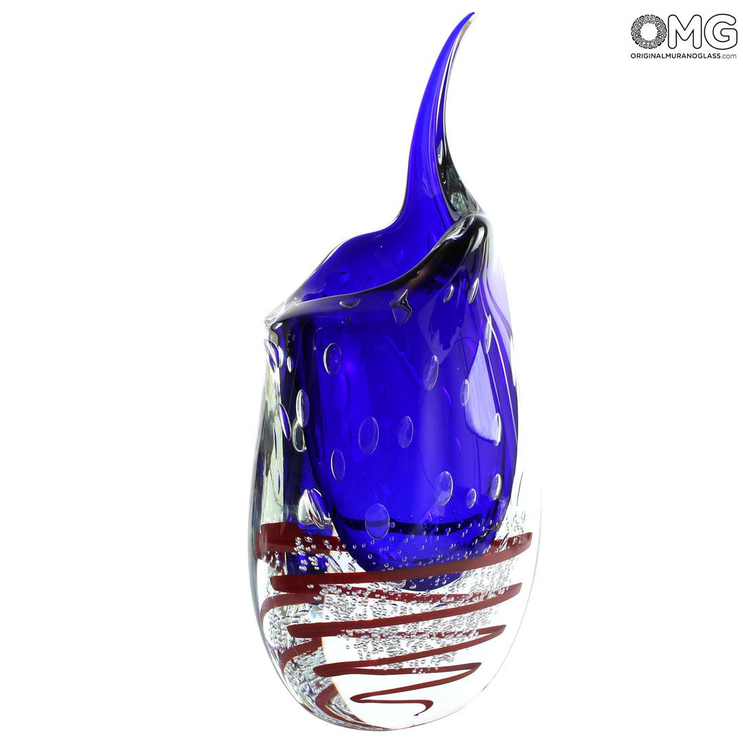 4204 ORIGINALMURANOGLASS Ваза Волна - соммерсо - муранское стекло OMG 25 см  - Вид №1