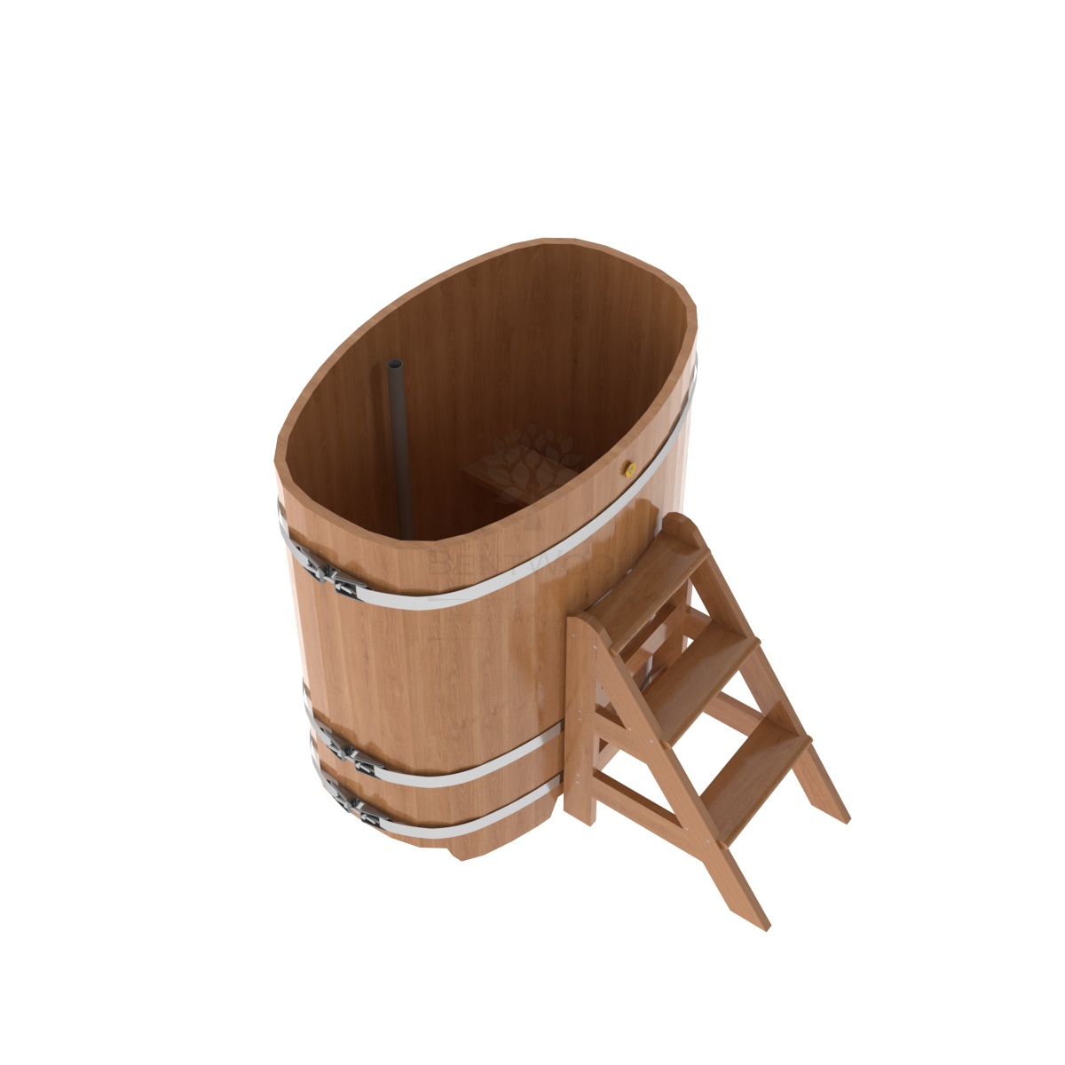 1260 Купель овальная из дуба 0,76х1,16х1,2 натуральная Alyarus  - Вид №1