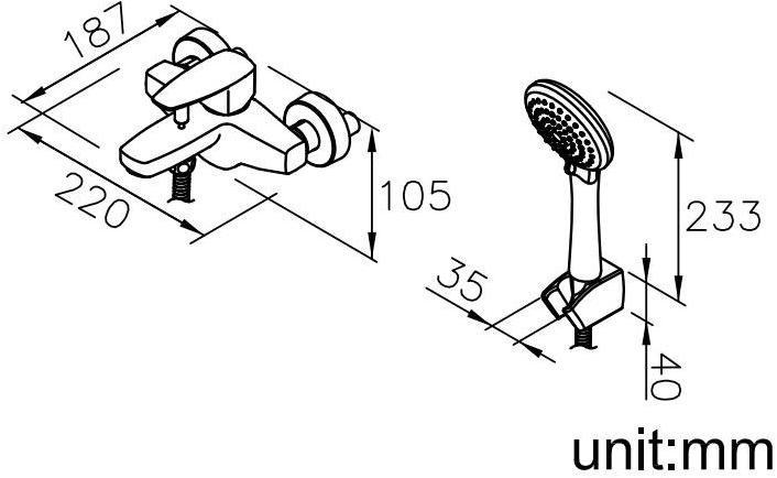 JUSTIME Смеситель для душа из хромированной латуни с ручным душем Pan ii 6779-93-81cp - Вид №1
