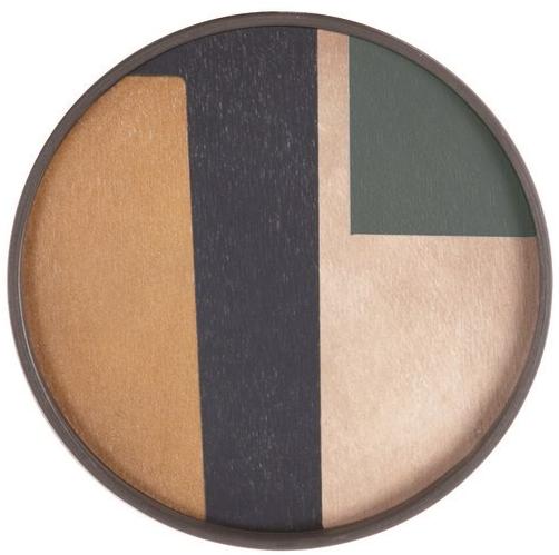 Ethnicraft Круглый поднос из дерева и стекла Urban geometry 20930 - Вид №1