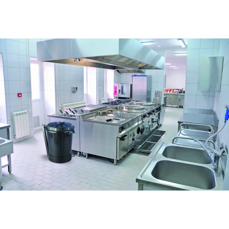 232023 DENOX Бак белый с крышкой с педалью 70 л. Белый  - Вид №1