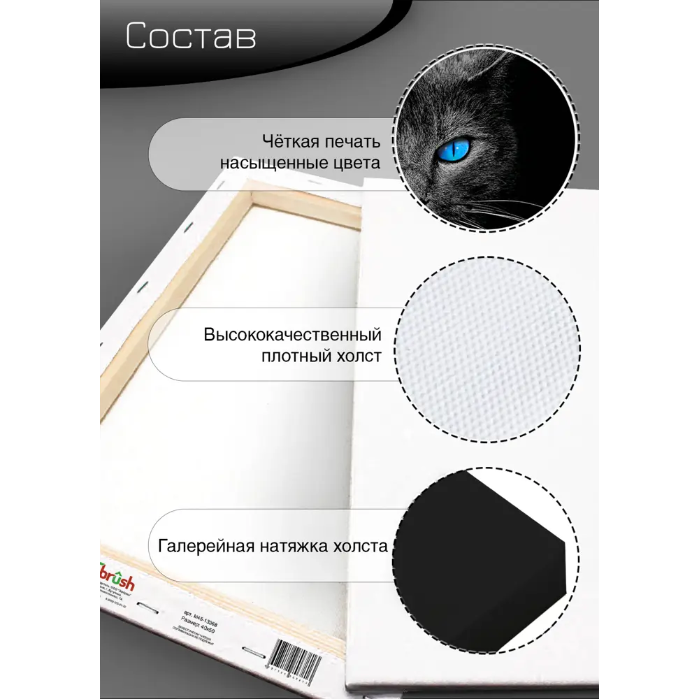 Картина на холсте Ночная кошка 40x50 см FBRUSH STLM-2051417 - Вид №9