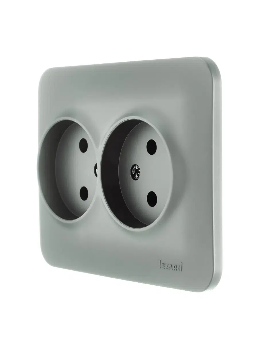 ASTI Розетка двойная б/з ПБТ платина LEZARD 7081-3500-128B - Вид №2