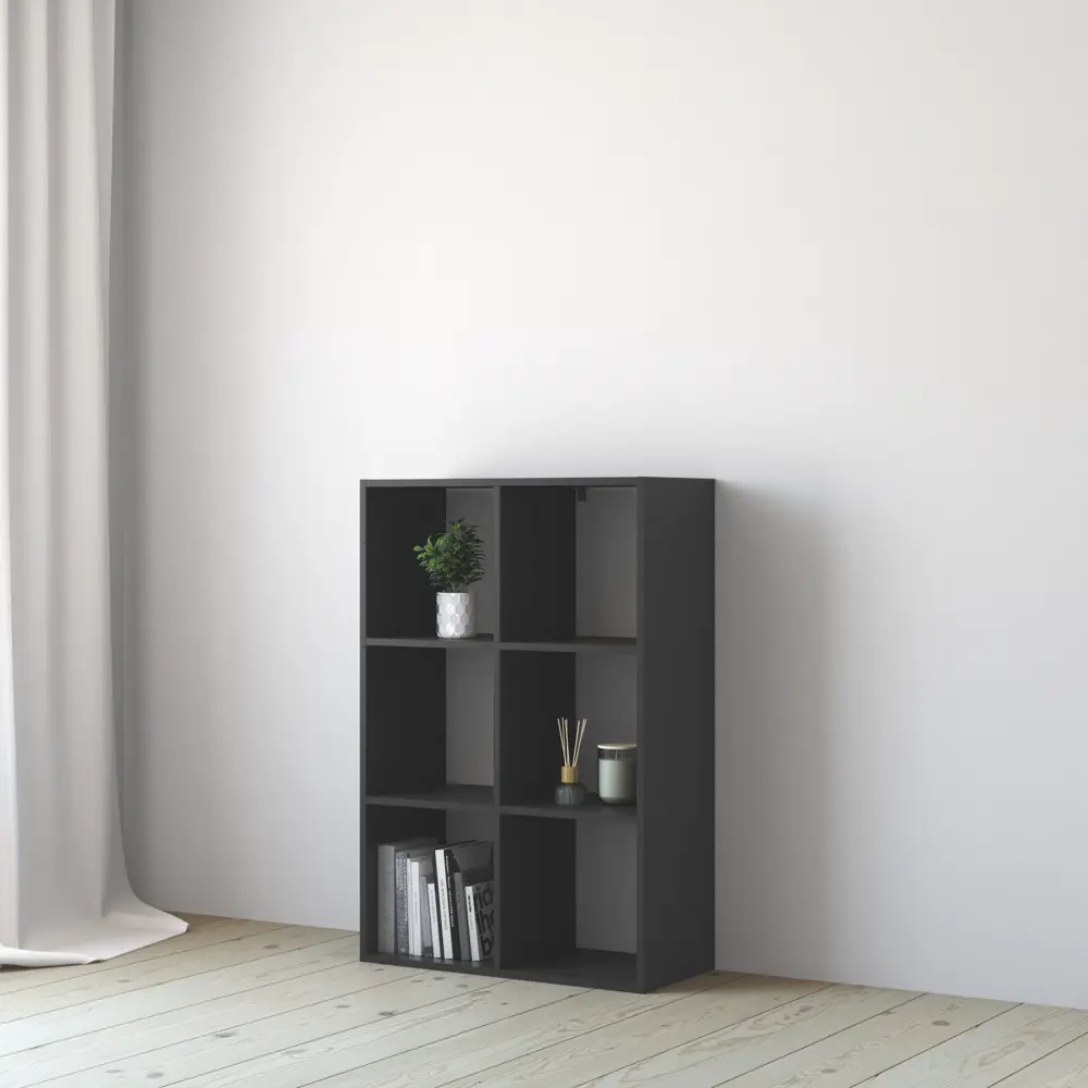 Стеллаж SPACEO KUB 3x2К, 70х104х31,7 см, цвет графит STLM-2201215 - Вид №1