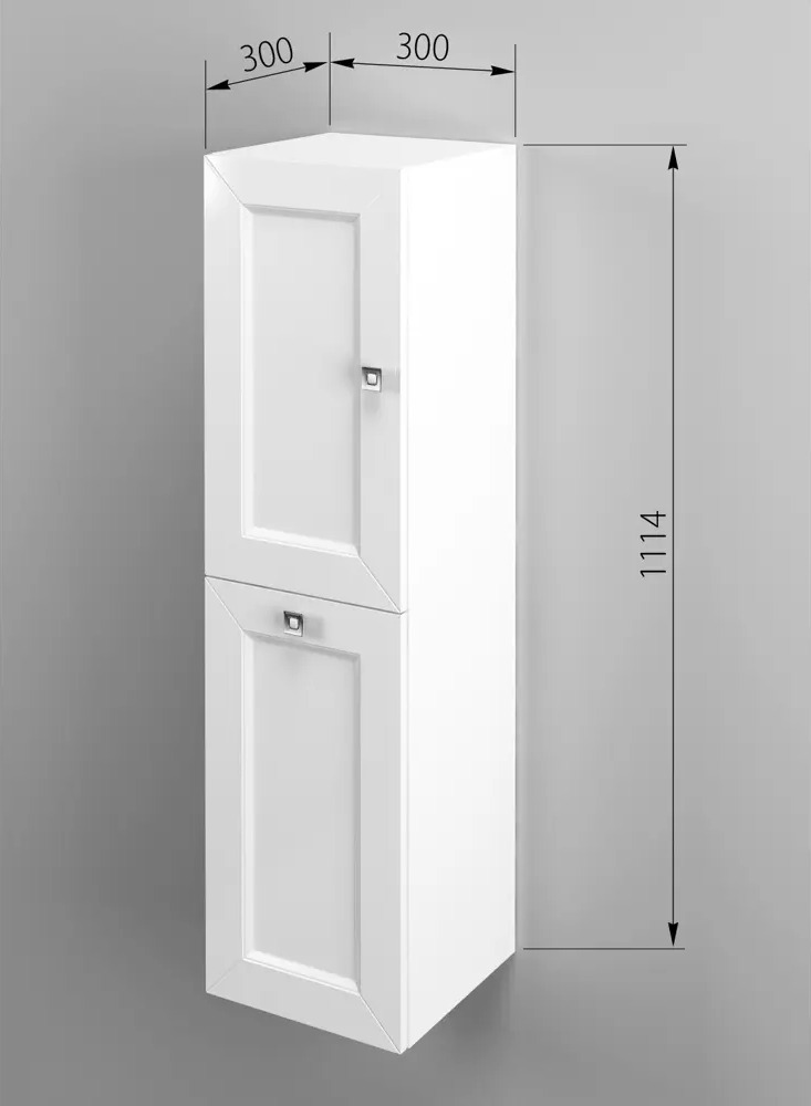 91617143 Шкаф для ванной Regent Style Гранд 1д1корз левый настенный 30x114см цвет белый STLM-0975220