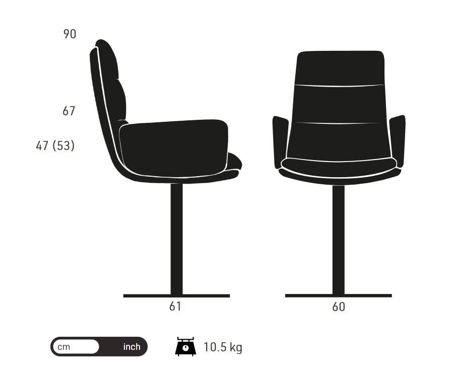 Кожаный поворотный мягкий стул с подлокотниками KFF Arva Stitch ARCH-00137975 - Вид №4