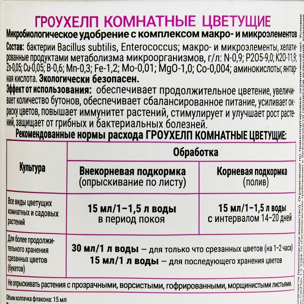 Экодачник GROWHELP — биостимулятор для цветущих комнатных растений 250 мл 86481312 STLM-0069129 - Вид №2