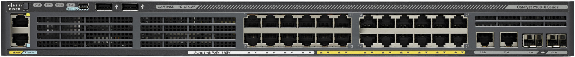 WS-C2960X-24PSQ-L Catalyst 2960-x 24 gige poe 110w, 2xsfp + 2x1gbt, lan base Cisco Santreyd 
