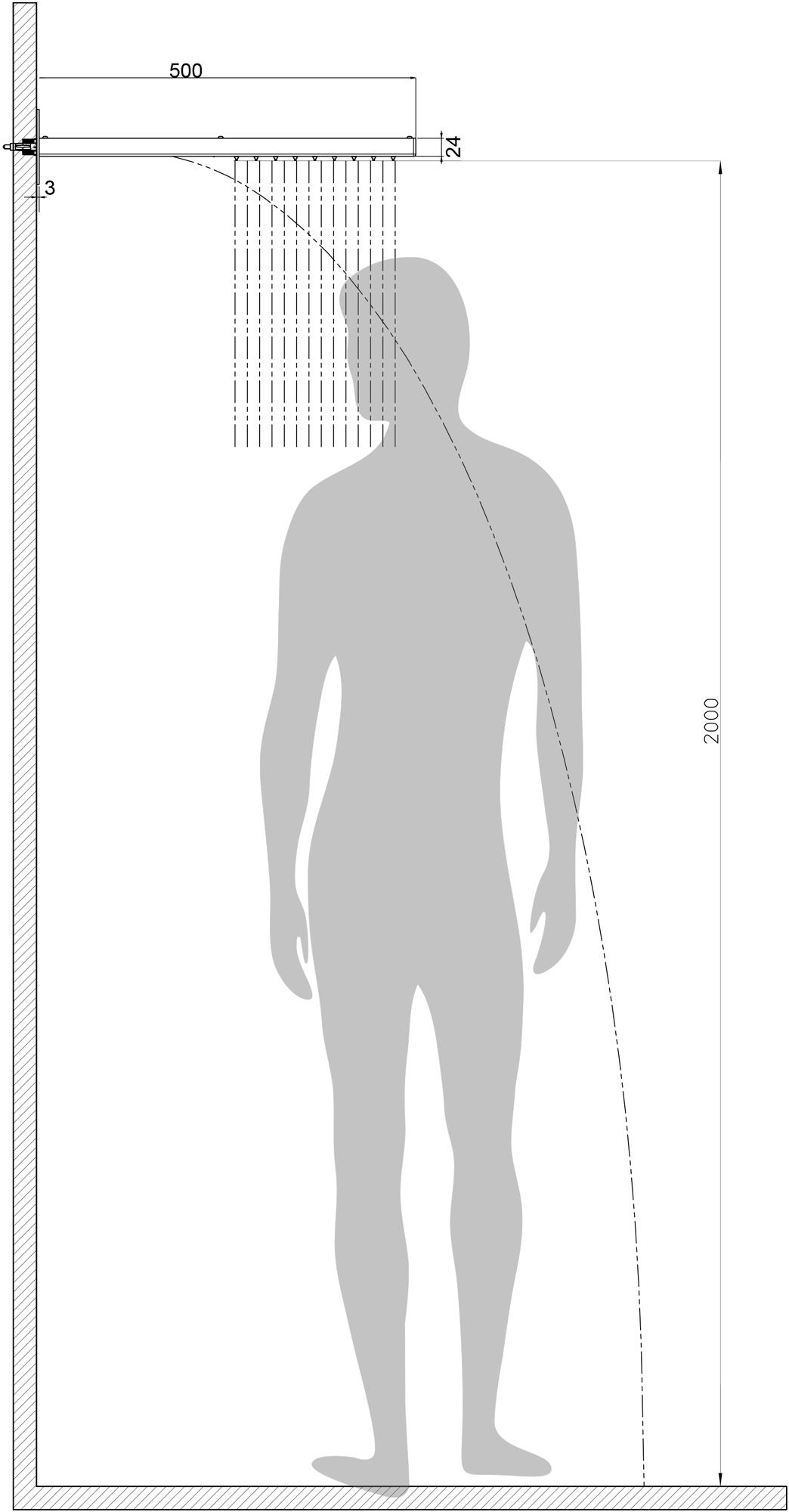 I00570 Потолочный & настенный душ Manhattan 2 sprays BOSSINI  - Вид №3