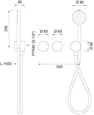 Ceadesign Настенный комплект из 2 прогрессивных смесителей для ванны / душа Opus Ops 24h - Вид №1