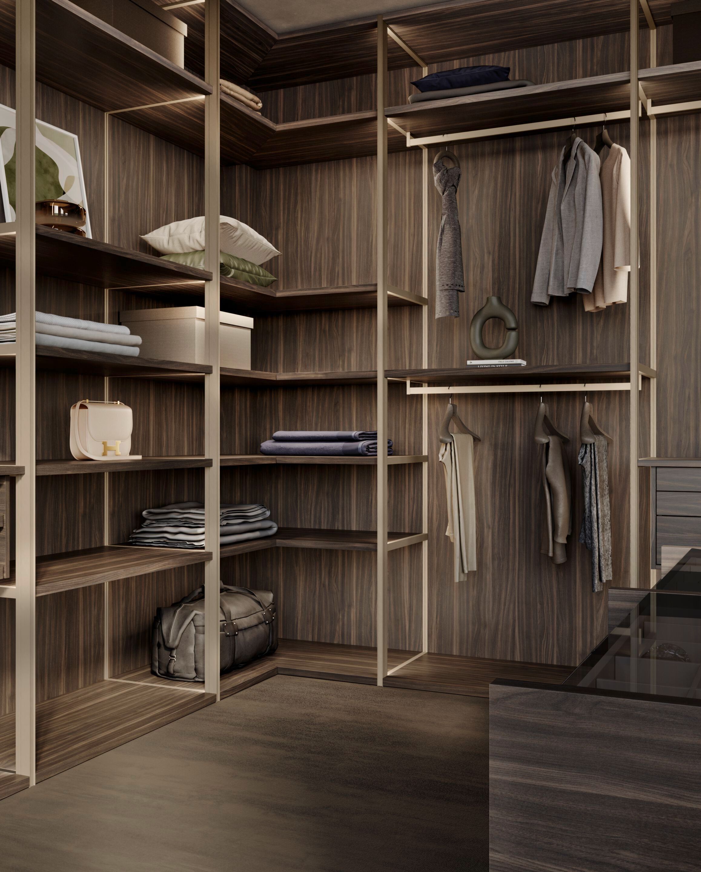 Деревянная секционная гардеробная со встроенным освещением Olivieri ARCH-00000831 - Вид №5