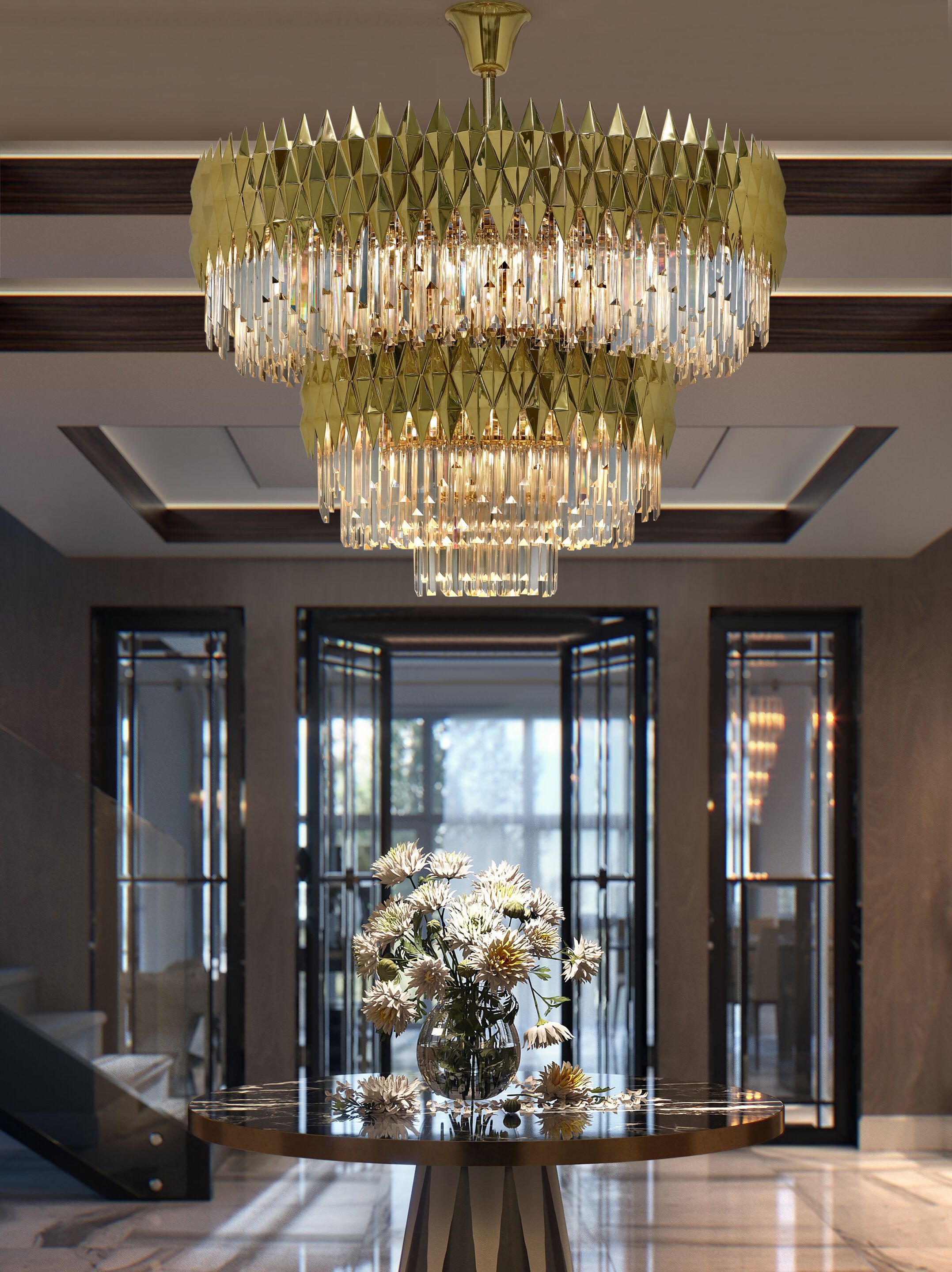 Подвесной светильник из нержавеющей стали с кристаллами K-Lighting Lune ARCH-00055382 - Вид №1