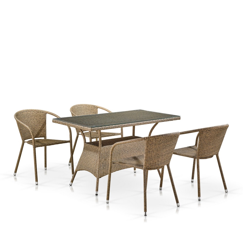 T198D/Y137C-W56 Light Brown 4Pcs Комплект мебели из иск. ротанга T198D/Y137C-W56 Light Brown (4+1) Afina 