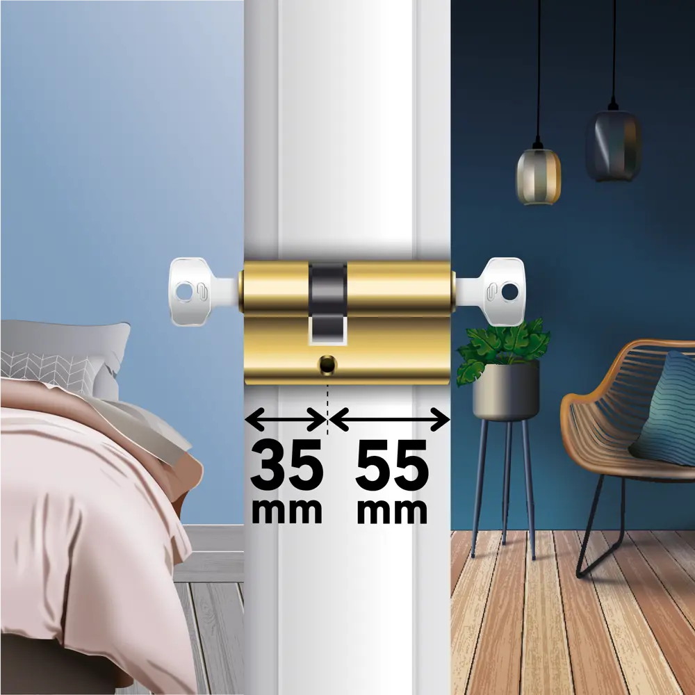 Цилиндр дверной Standers TTAL1-3555GD с защитой от взлома 82625314 STLM-0032189 - Вид №3