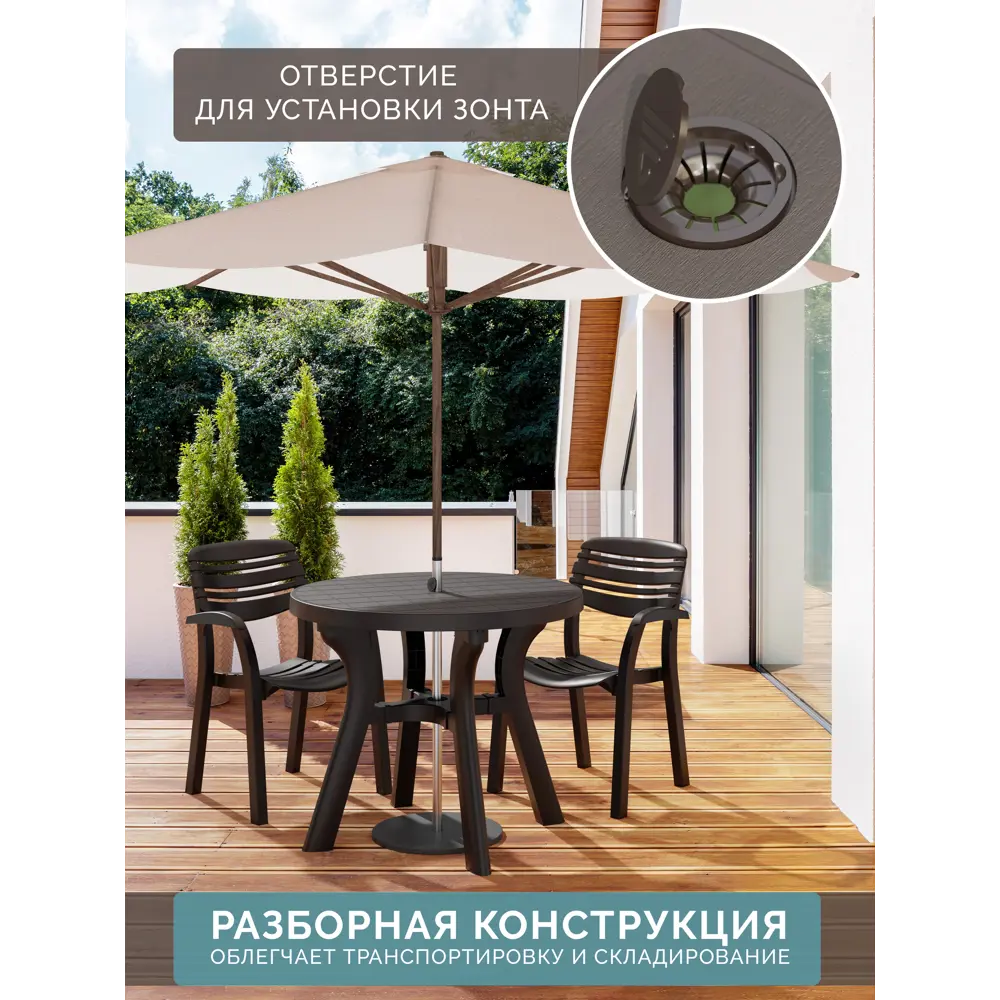 Стол садовый Атлант 90x90x77 см пластик мокко 89400283 STLM-2163995 Santreyd - Вид №7