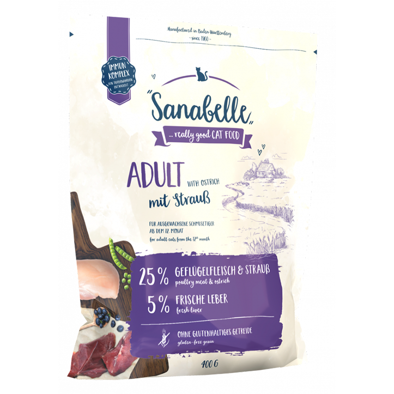 ПР0019712 Корм для кошек Adult со страусом сух. 400г SANABELLE 