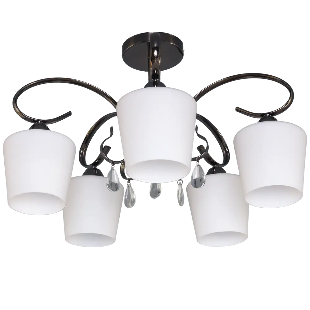 Люстра Блеск-2 5xE27x40 Вт, металл/стекло, цвет чёрный/белый MW-Light STLM-2135964