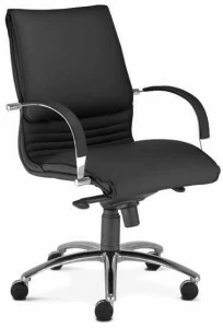 MASCAGNI Кожаное кресло руководителя с 5 спицами и средней спинкой Artù