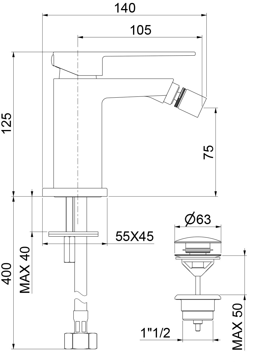 PE840102560 Смеситель для биде Webert Pegaso - Вид №3