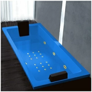 Ванна Gruppo treesse Quadra 199 V073N-SX-GZ голубая с золотой фурнитурой гидромассажем и аэромассажем прямоугольная встроенная левая