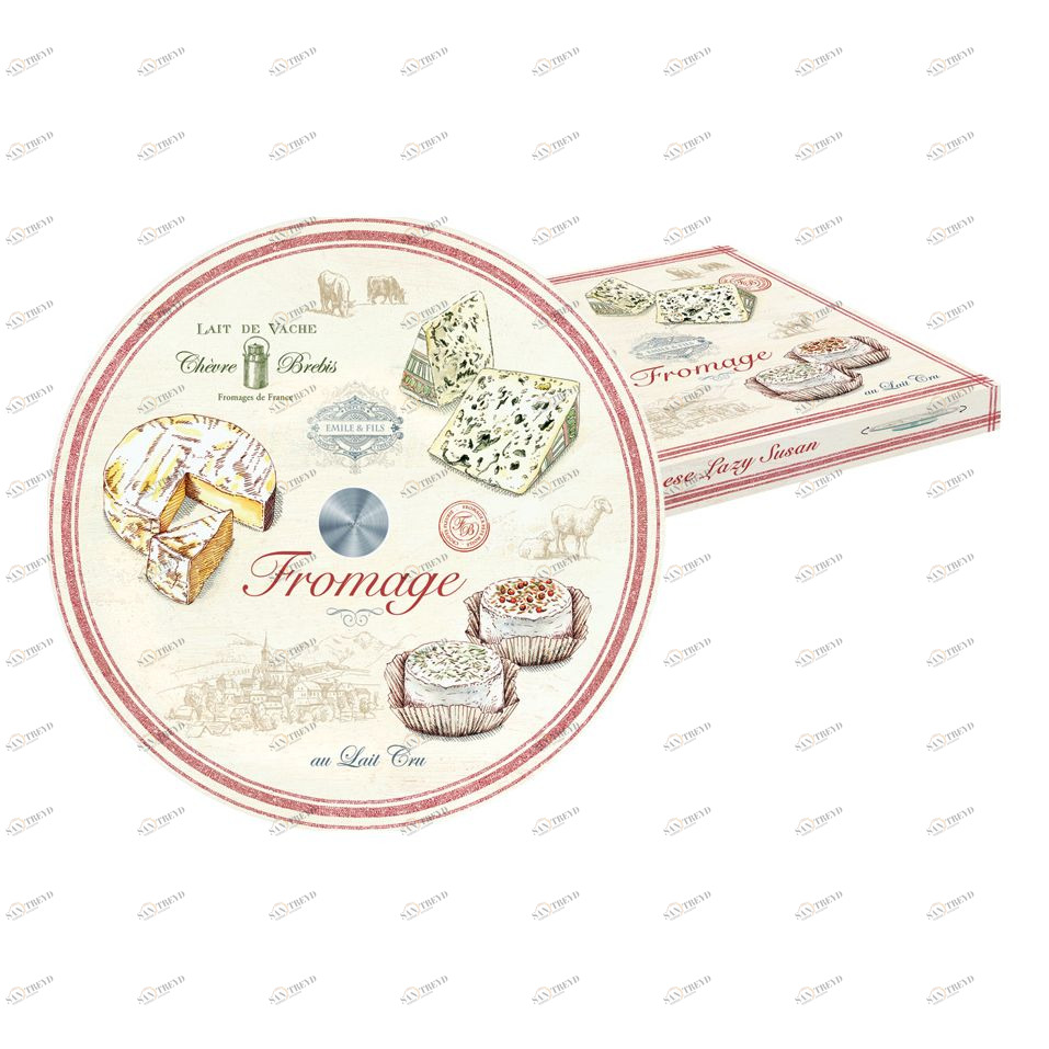 Вращающееся блюдо стеклянное для сыра 32 см кремовое Fromage EASY LIFE FROMAGE 00-3946969 Бежевый 