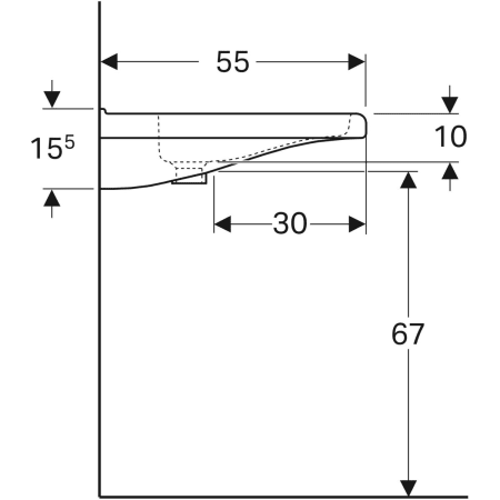 128665000 Раковина Geberit Renova Comfort Square, безбарьерная Geberit  - Вид №42