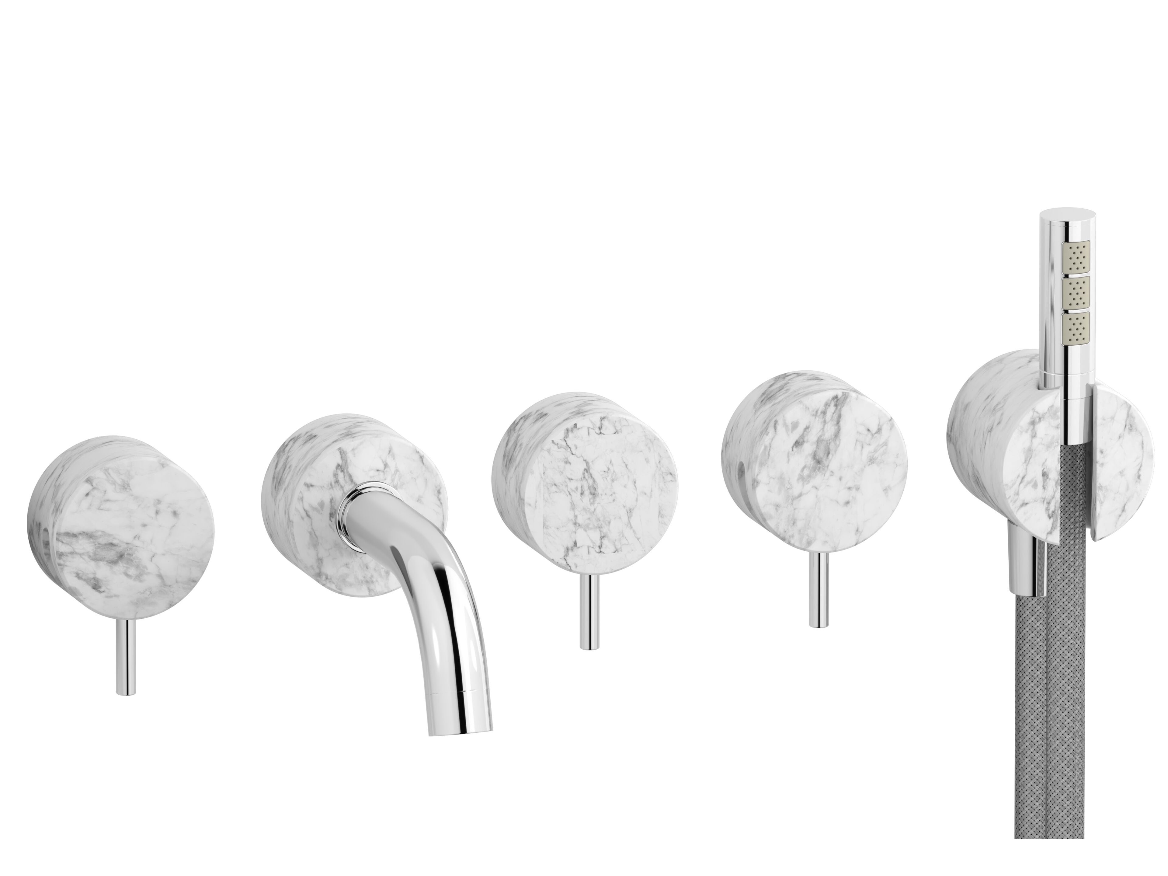 Мраморный смеситель для ванны с 5 отверстиями и ручным душем IB мрамор + мрамор Elle ARCH-00047437