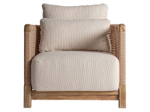 Кресло из ткани и дерева с подлокотниками