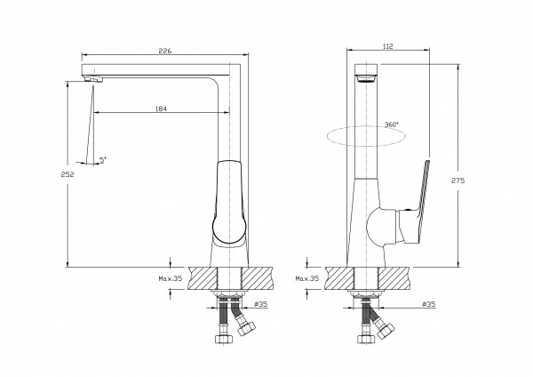 Смеситель для кухни Rush Balearic BA3935-23 высокий хром 1152314 - Вид №1