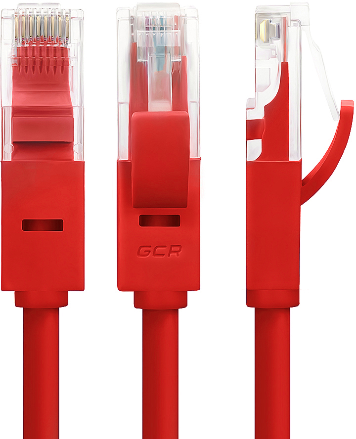 GCR-51022 патч-корд прямой, малодымный lszh 0.15m utp кат.5e, красный, 24 awg, литой, ethernet high speed 1 гбит/с, rj45, t568b, Greenconnect Santreyd  - Вид №2