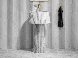 Каррарский мрамор круглый отдельно стоящий умывальник