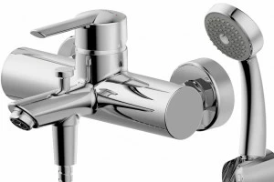 Смеситель для ванны с коротким изливом и аксессуарами VARUNA F6134187CP-B bravat