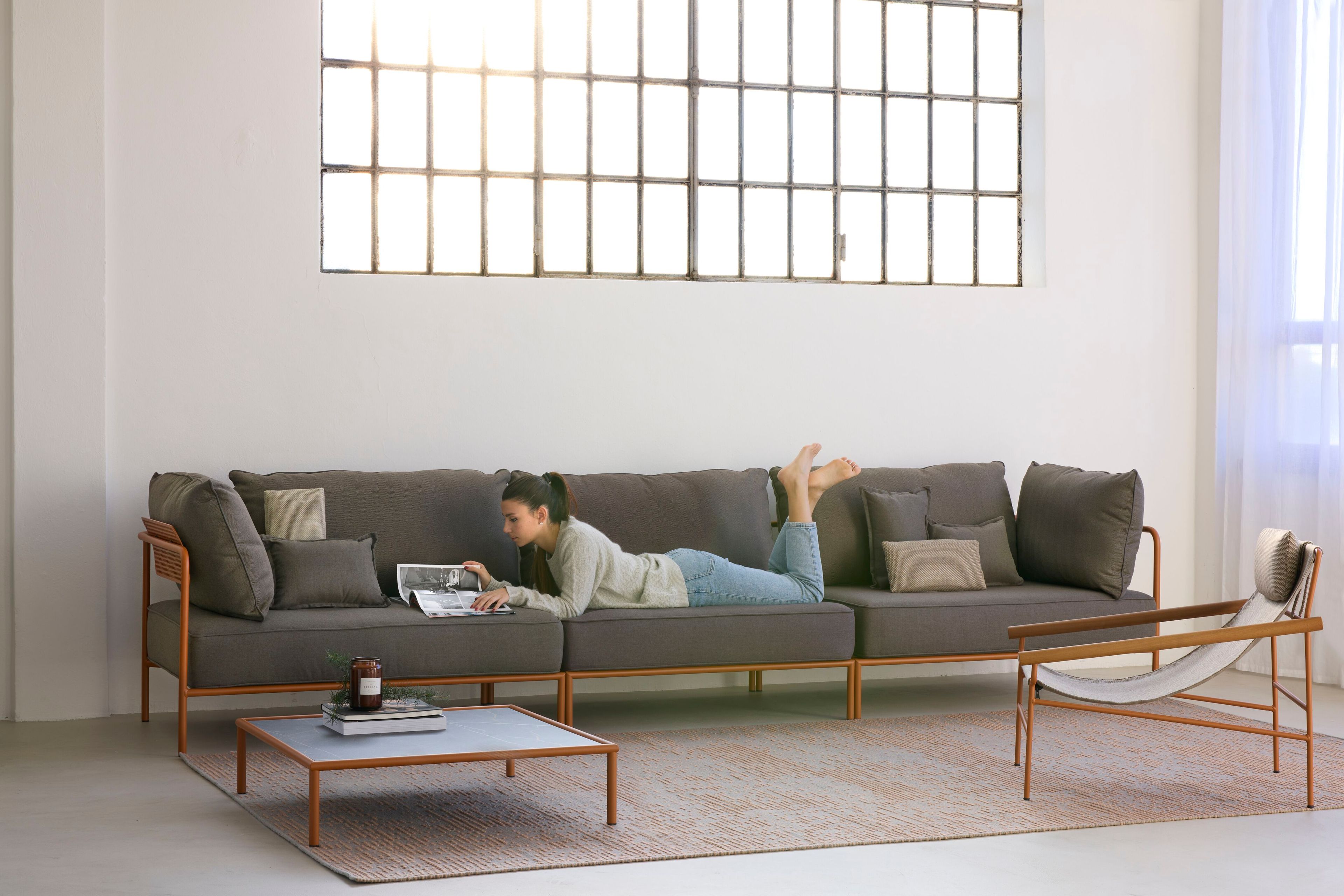 Угловой модульный садовый диван из акриловой ткани S-CAB лоскут ARCH-00069994 - Вид №11