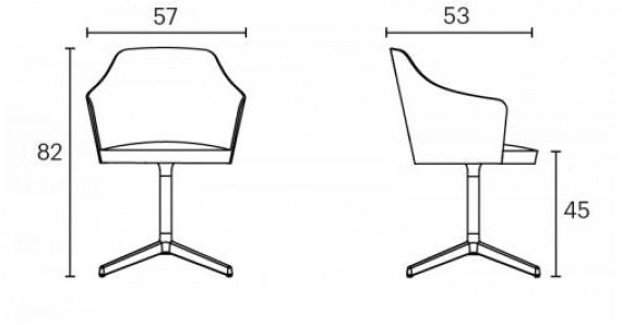 ENEA Стул с обивкой из ткани с 4 спицами и подлокотниками Kaiak sun-id-1452532 - Вид №2