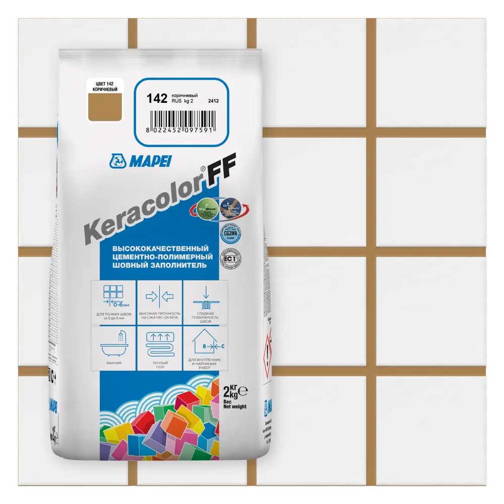 Затирка цементная MAPEI Keracolor FF 142 для влажных помещений 81981441 STLM-0016531