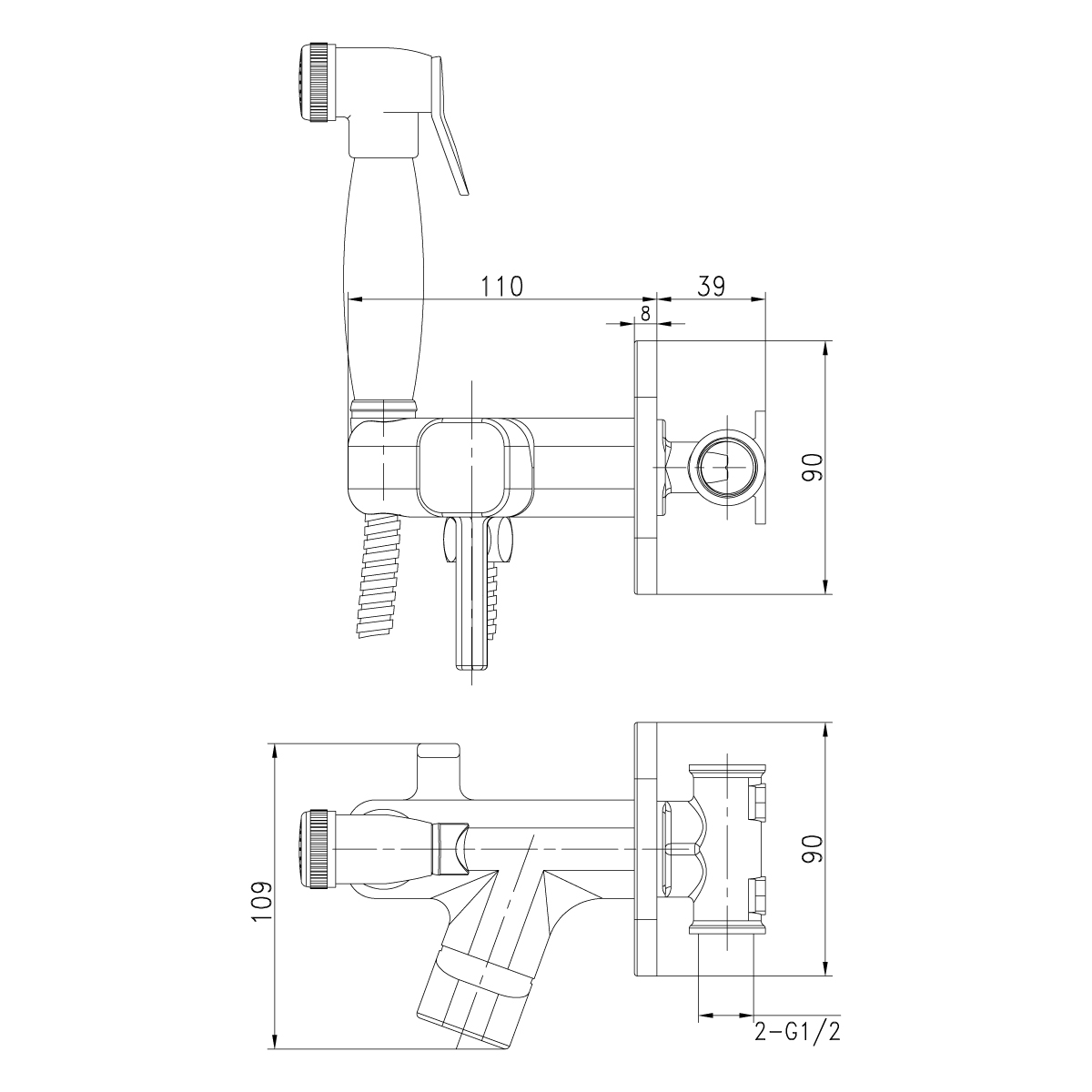 LM7165BL Смеситель Solo с гигиеническим душем, встраиваемый LEMARK SOLO - Вид №1