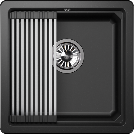 KS-4501U, ШВАРЦ (чёрный металлик), кухонная мойка, кварц