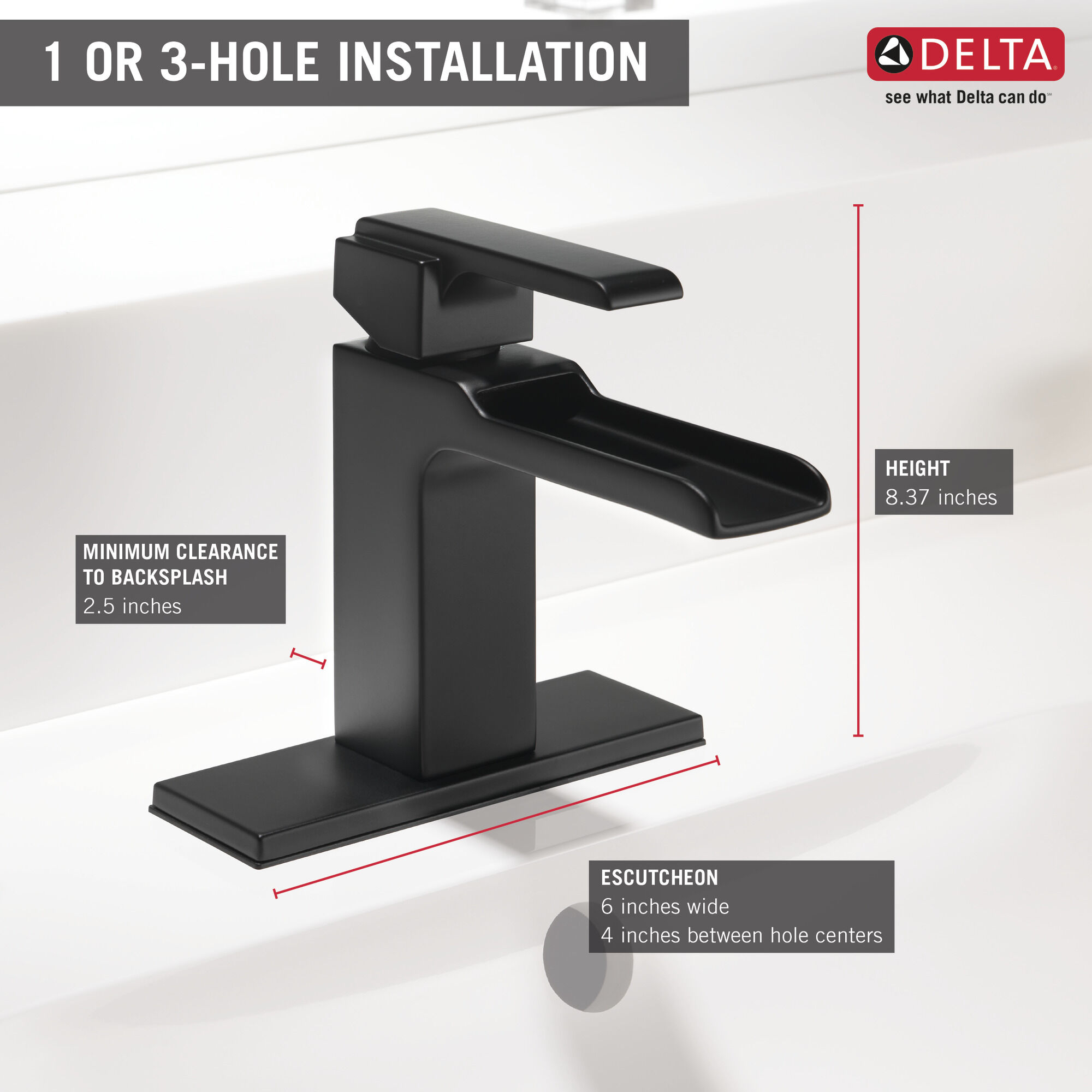 568LF-BLLPU Смеситель для ванной комнаты с одной ручкой Delta Faucet Ara Матовый черный - Вид №1