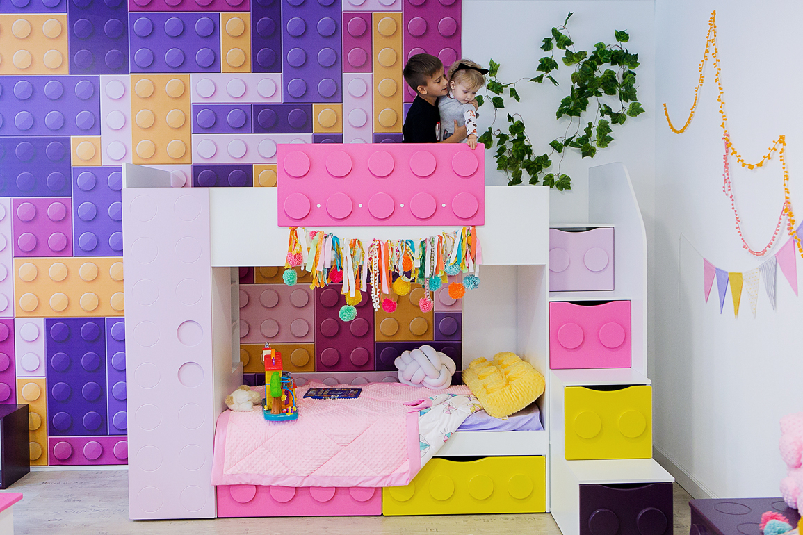 Кровать детская двухъярусная с дополнительным спальным местом правая "Леголенд" МАНДАРИН ЛЕГОЛЕНД 178715 Разноцветный;белый;желтый Santreyd  - Вид №7