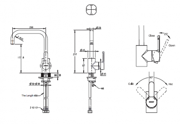 Смеситель для кухни с высоким поворотным изливом STREAM F73783C-1A bravat - Вид №2