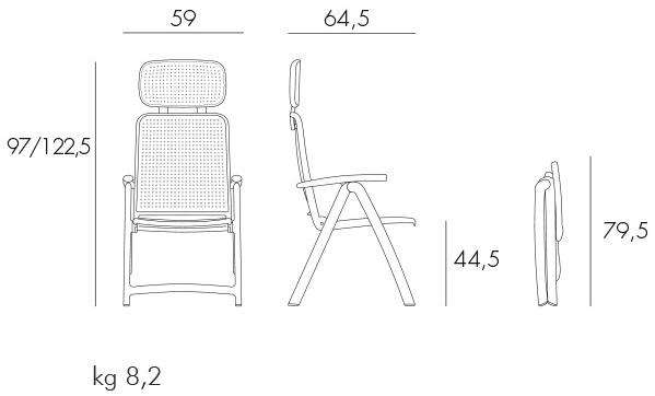 Nardi Раскладной шезлонг с подлокотниками  314  - Вид №6