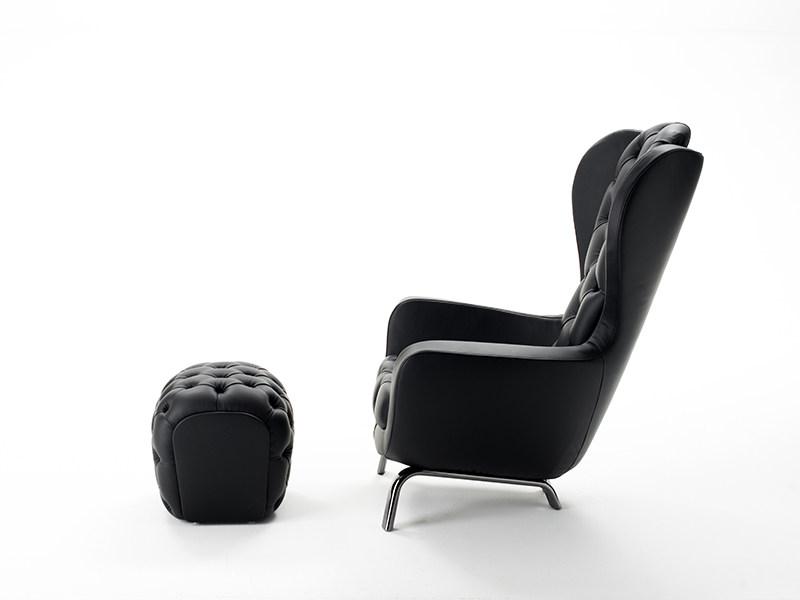 Opinion Ciatti Стеганое кожаное кресло с подлокотниками Bergere Guelfo sun-id-1454736 - Вид №1