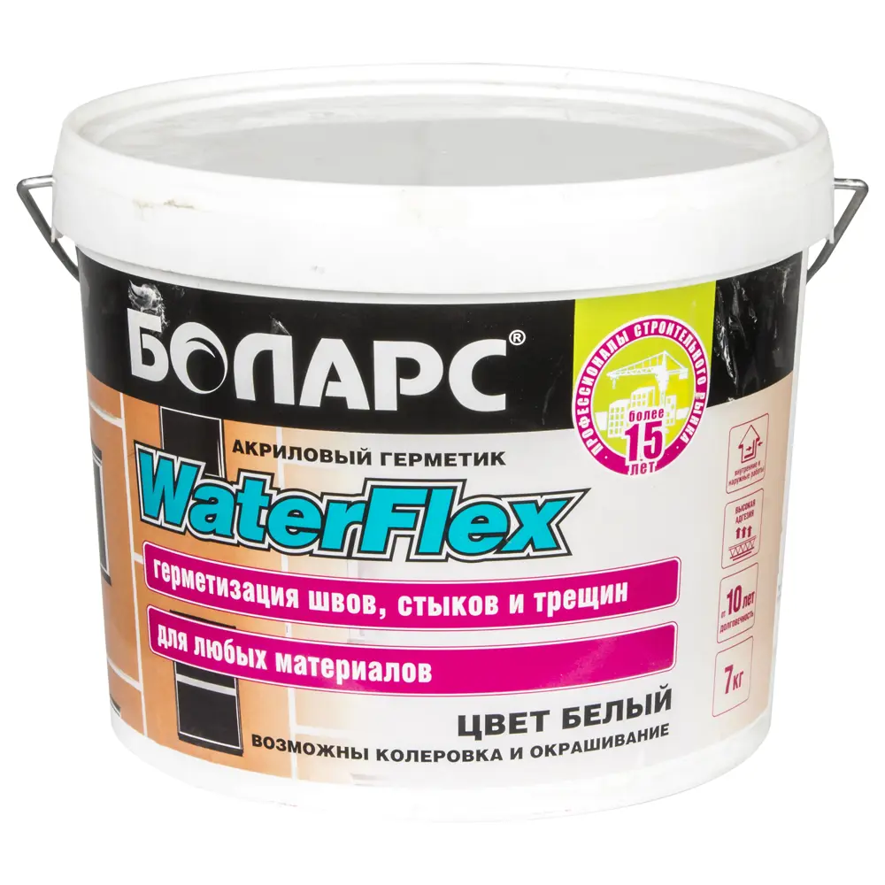 БОЛАРС WaterFlex - универсальный акриловый герметик для швов 7 кг 16843310 STLM-0007208
